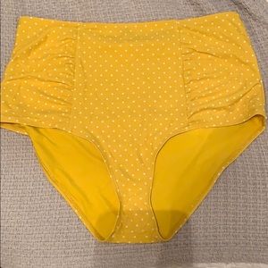 Aerie Hi-Rise Yellow Polka Dot Swim Bottoms
